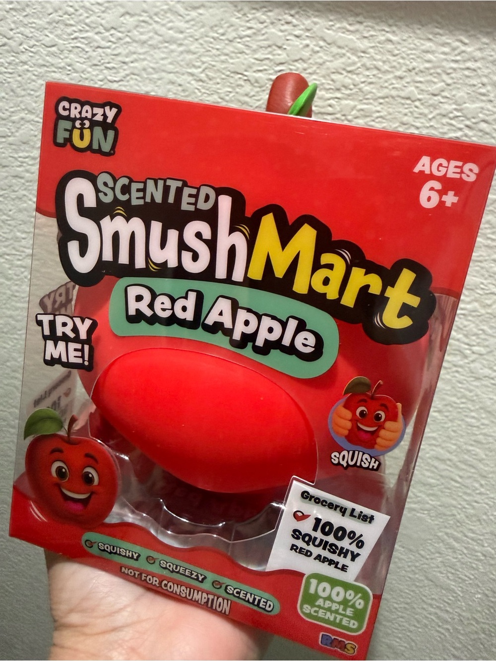Scented SmushMart Red Apple Squishy Toy. 5" Jumbo Viral Fidget. New